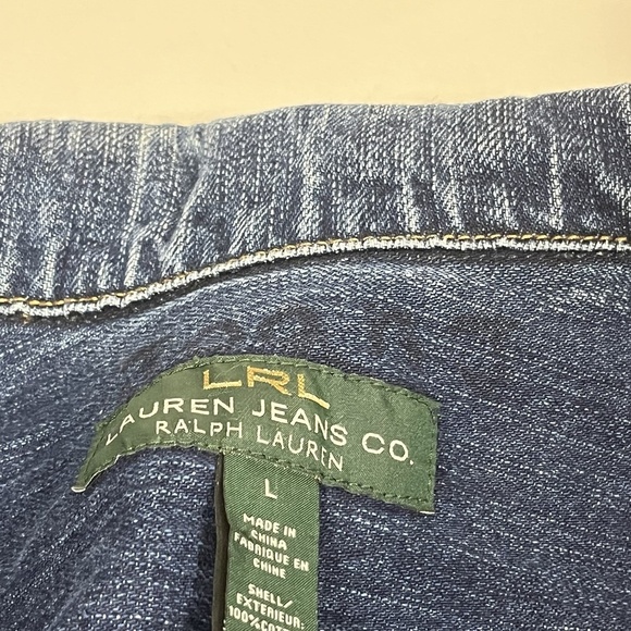 Vintage 90s Ralph Lauren Country Denim Chore Jean Jacket Large Womens - Picture 9 of 11